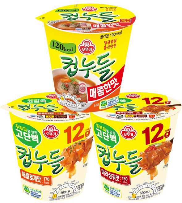 오뚜기 컵누들 매콤한맛 6개+고단백컵누들 매콤로제맛 6개+고단백컵누들 마라샹궈맛 6개(총 18개), 18개
