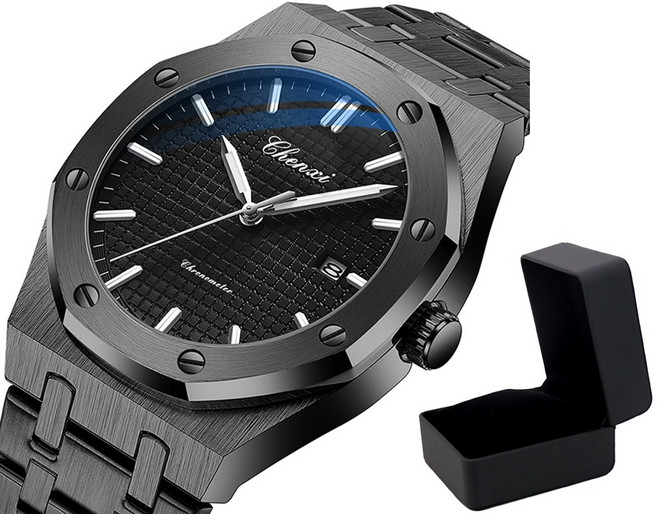 JWW012 C.henxi 까엥시 고급 럭셔리 엘레강스 패션 메탈 밴드 팔각형 남자 손목 시계