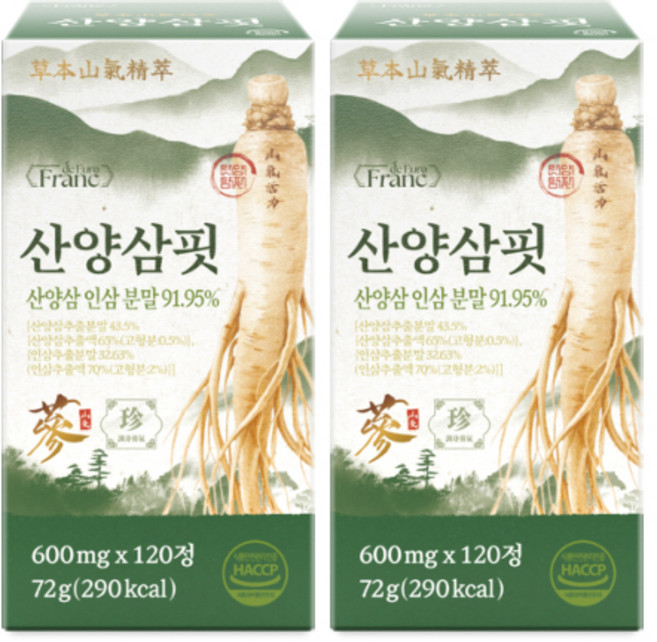 [정품] 산양삼 핏 산양삼 인삼 분말 91.95%, 2개, 120정