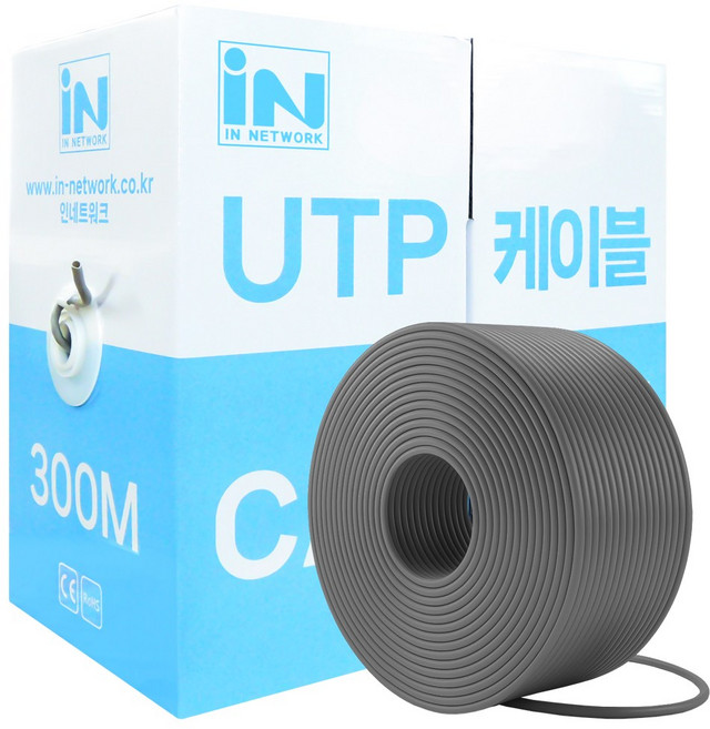 인네트워크 CAT.5E 제작용 박스형 랜케이블 IN-5UTP300M, 그레이, 1개, 300m