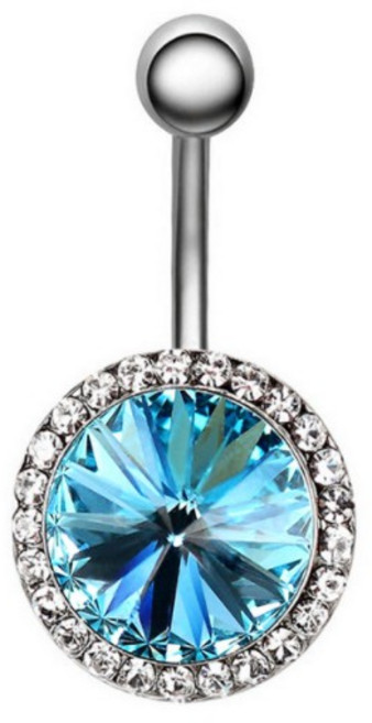 衛星石閃亮水晶肚臍環，防過敏不鏽鋼醫用鋼肚臍釘, 1個, 淺棕色