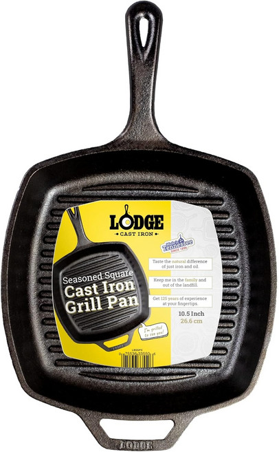 LODGE 方形鑄鐵煎鍋 橫紋牛排鍋, 1個, 10.5吋