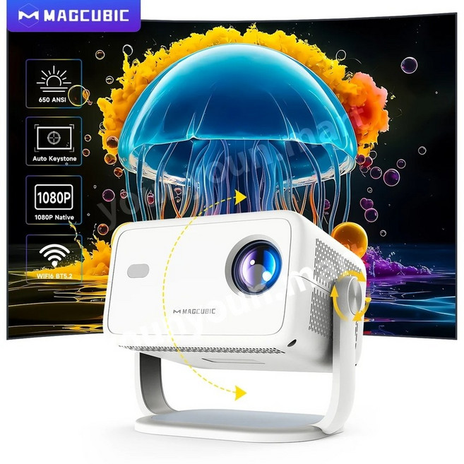 매큐빅 L018 빔프로젝터 4K FHD 자동 보정, 하얀색, EU 플러그