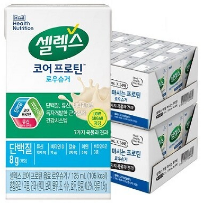 셀렉스 마시는 프로틴 로우슈거 멸균팩 입, 48개, 125ml