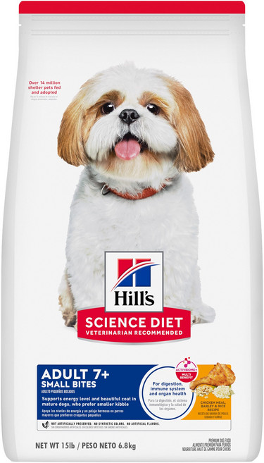 Hill's 希爾思 SCIENCE DIET 7歲以上成犬 乾飼料 小顆粒, 雞肉 + 大麥 + 糙米, 6.8kg, 1袋