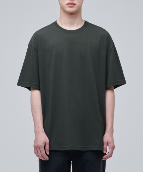 무신사스탠다드 반팔티셔츠 쿨탠다드 오버사이즈 크루 넥 티셔츠 카키 1715480