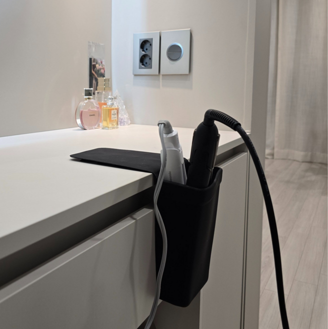 플랜와우 고데기 실리콘 거치대 드라이기 수납함, 1개, 핑크