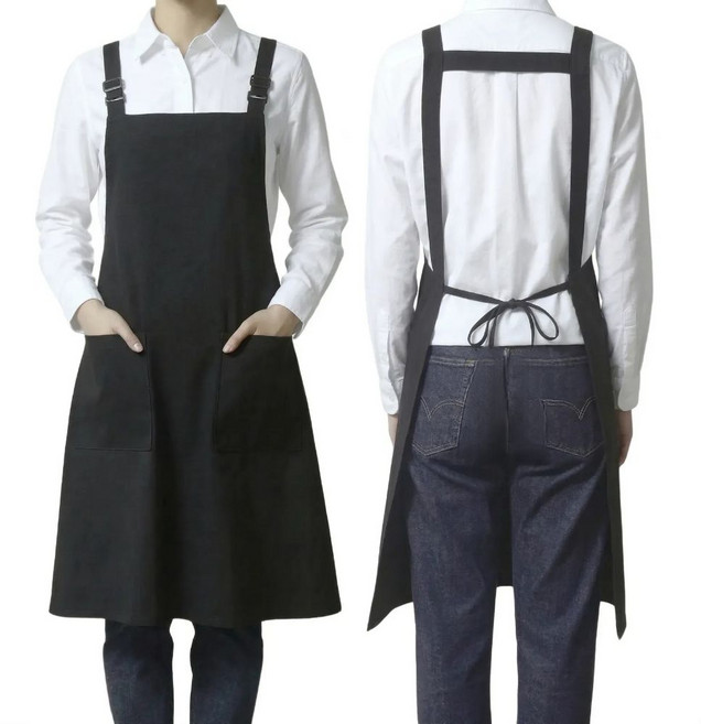 디어쿼츠 길이조절 예쁜 원피스 방수 앞치마, 1개, black