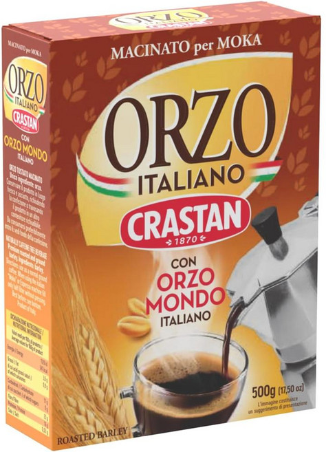 이탈리아 크라스탄 Crastan Orzo Tostato Macinato 모카용 볶은 오르조 보리 커피대용, 500g, 7개, 500g, 1개