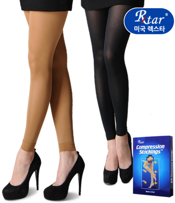 렉스타248 레깅스형 압박스타킹 부드러운재질, 블랙, 1개