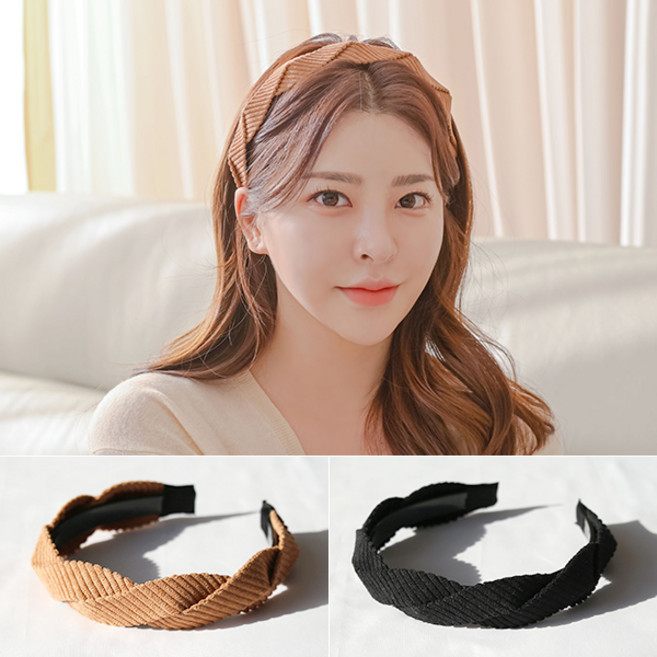 MISS21 샌디나 골덴 골지 헤어밴드 머리띠 2개 세트 (hb1502)