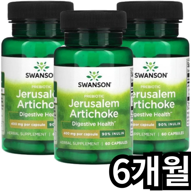 스완슨 프리바이오틱 예루살렘 아티초크 400mg, 60정, 6개 - 쿠팡