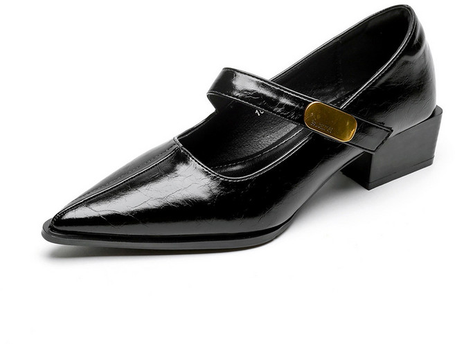 瑪麗珍鞋 單鞋 粗跟 一字帶 尖頭