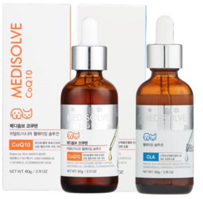 메디솔브 코큐텐 60g 1개+씨엘에이 1개 CLA 세트상품 강아지 고양이 영양제, 1세트, 심장/간, 30회분
