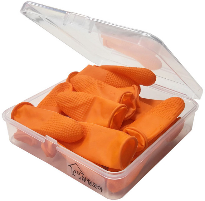 살림모아 라텍스 손가락 골무20개+케이스, 1개, 오렌지