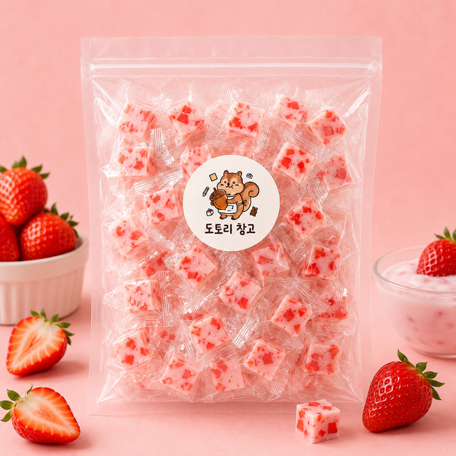 대용량 개별포장 큐빅요거트 딸기젤리 / 탕비실 사무실 어린이집 단체간식, 500g, 1개