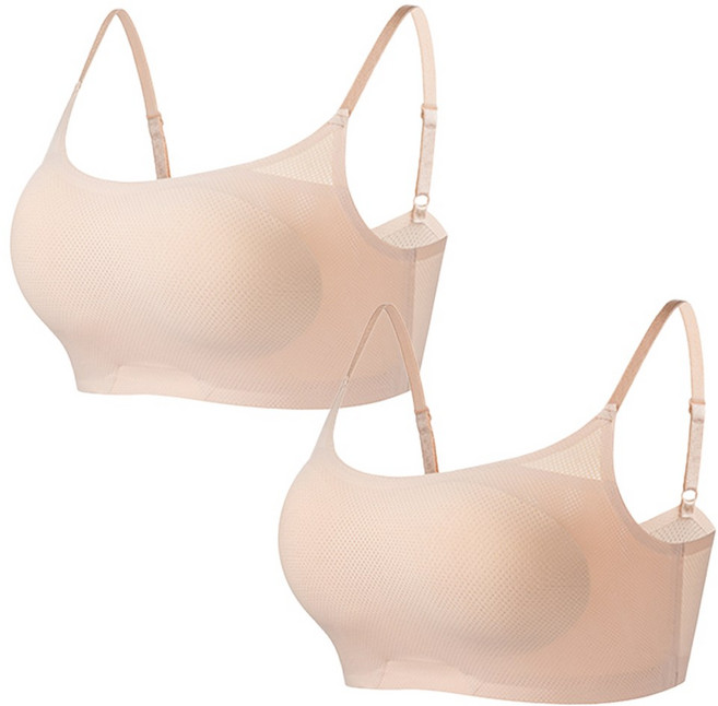 한미 여성 쿨메쉬 노와이어 심리스 끈브라 2매입