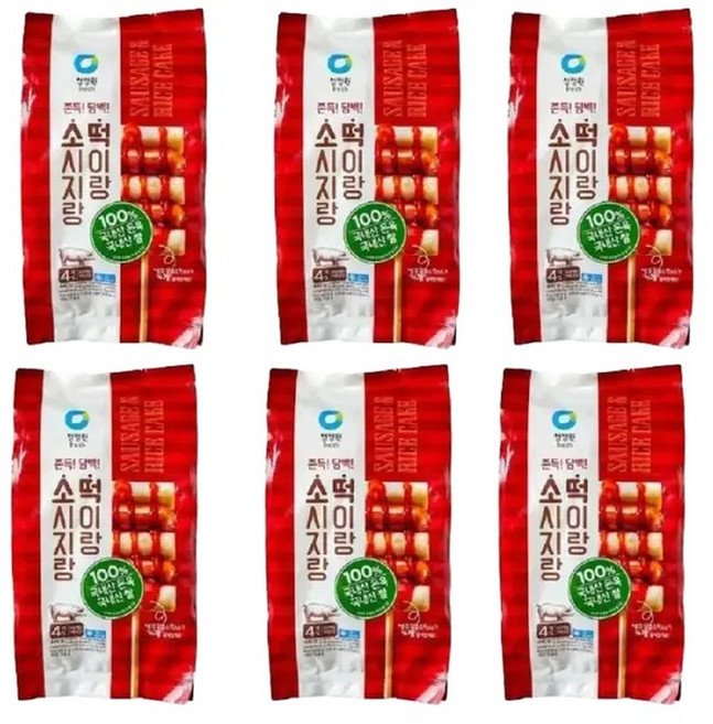 청정원 소시지랑 떡이랑 440g (4개입 소스 4개 별첨)x6 간식 별미 캠핑 야외 소떡, 6개