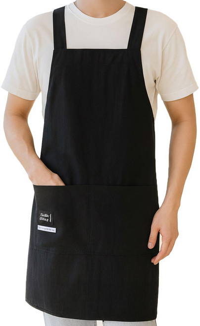 룸잇 방수 편한 카페 캠핑 공방 앞치마, 1개, 블랙