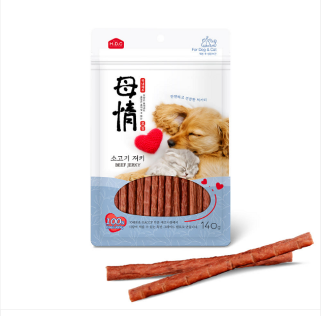 아스쿠 모정 소고기 져키 140g 강아지 .고양이 져키. 정말 잘먹는 국내산, 5개