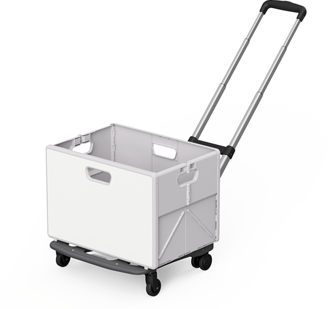 큐폴드 접이식카트 폴딩박스 세트 기본형 4바퀴 장바구니캐리어 핸드 쇼핑, 아이보리 박스 + 카트, 1세트