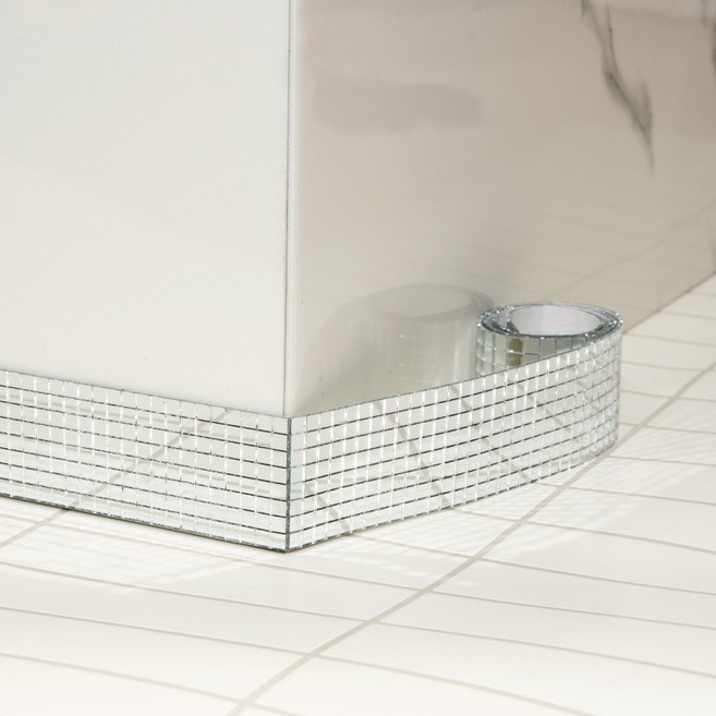 플렉스굽도리 몰딩 시트지 유리 띠벽지 거울 스티커, 5mm X 5mm, 샤인실버(FZ-182)