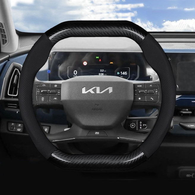 카엣지 더블 D컷 타공 나파가죽 카본 핸들커버, 블랙(DBD-06)