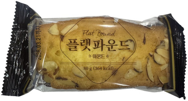 플랫 파운드 아몬드파운드케이크, 1개, 80g