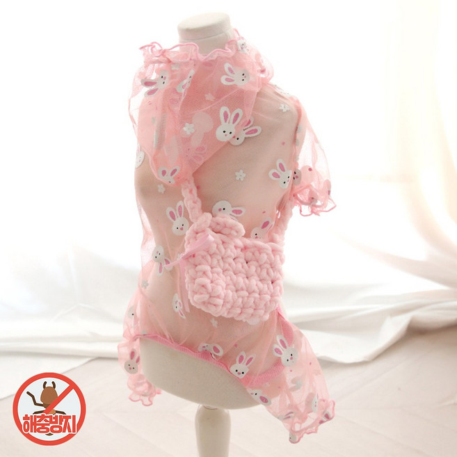 강아지 고양이 망사 올인원 모기퇴치 해충방지 D토끼(핑크), 토끼 핑크, 1개