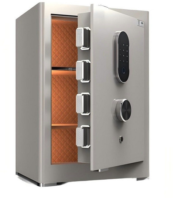 LOVFIR 금고 가정용 지문 암호 금고 스틸 키높이 보관함, 흰색-45