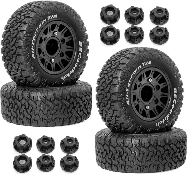 1Eet RC 숏 트럭 타이어 모든 지형 1/10 TRAXXAS 슬래시 4X4 HuanQi 727 ARRMA SENTON 3S Losi Ford Raptor, 02 black