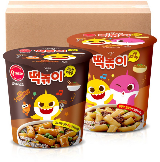 핑크퐁 아기상어 떡볶이 혼합 12개 (짜장맛 6 + 불고기맛 6), 1개