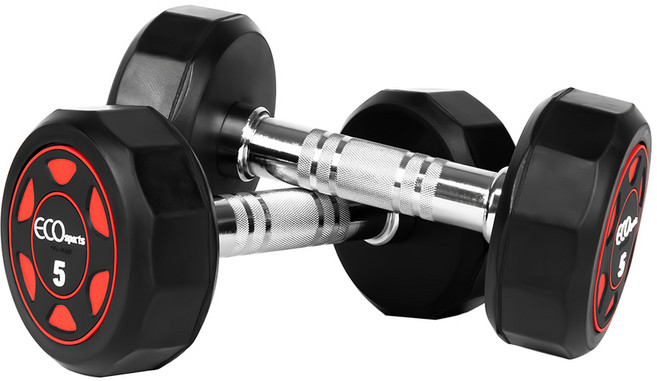 에코스포츠 고중량 12각 파워 덤벨 아령, 2개, 5kg