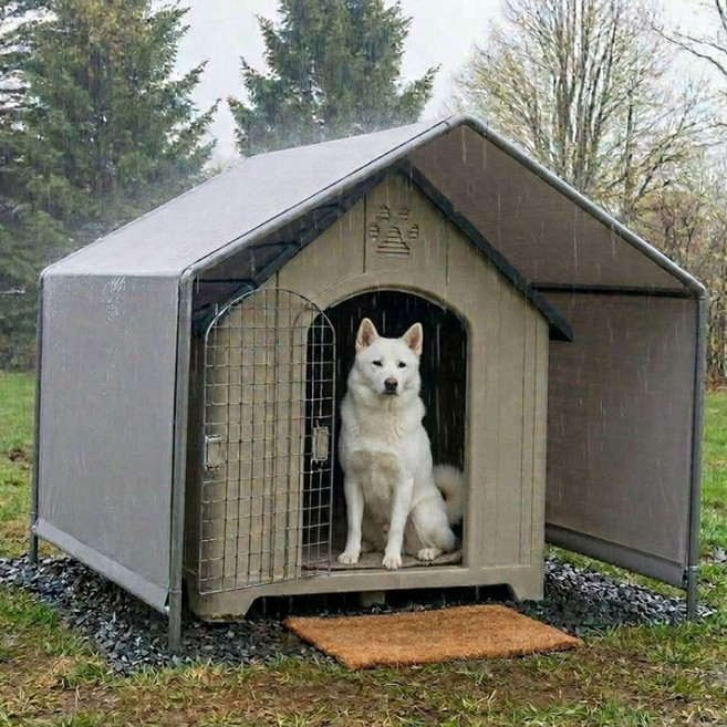 osshop 강아지 그늘막 텐트 애견 슬레이트 비막이 하우스 은신처 반려묘, 1개, 그레이 125x125x110cm