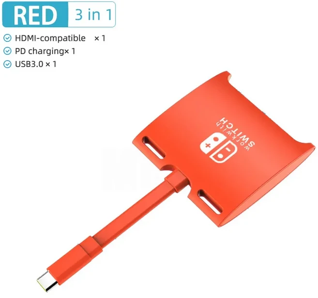 닌텐도 스위치 허브용 TV 도크 휴대용 도킹 스테이션 USB C에서 4K HDMI 호환 맥북 프로용 3.0, 01 3IN1 Red A