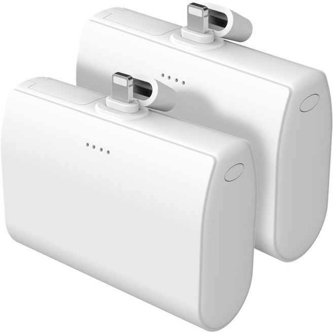 도킹형 대용량 보조배터리 일체형 10000mAh 2P, 화이트, 8핀 2P