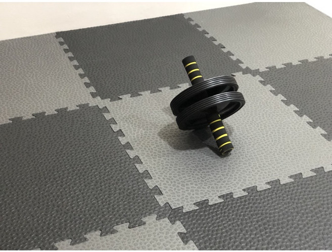 方格子巧拼 EVA緩衝墊 健身地墊 瑜珈墊 舞蹈墊 台灣製, 1個, 50*50*2cm石頭紋黑色配灰色