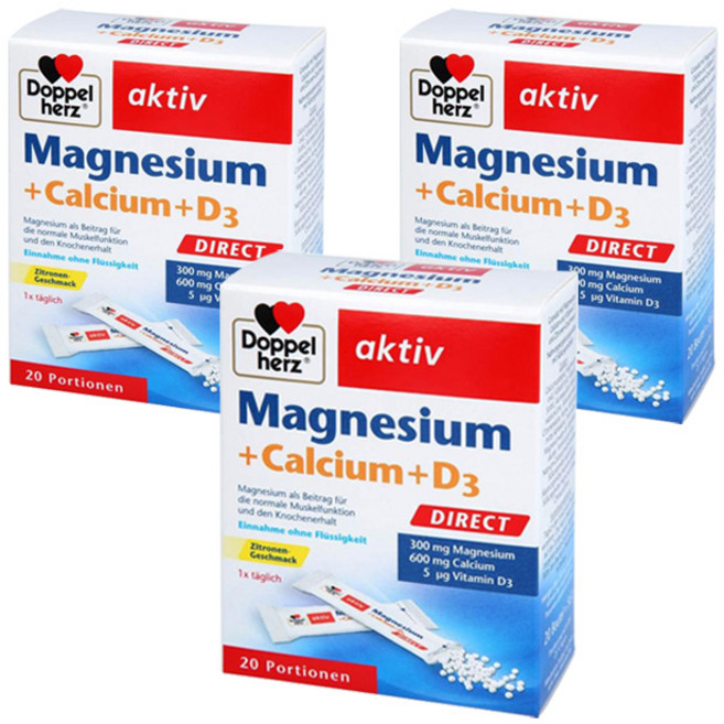 도펠헤르츠 액티브 마그네슘 300mg + 칼슘 600mg D3 5mcg, 20회분, 3개