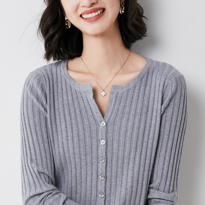 에리페 여성용 롤리 골지 니트 라운드넥 가디건