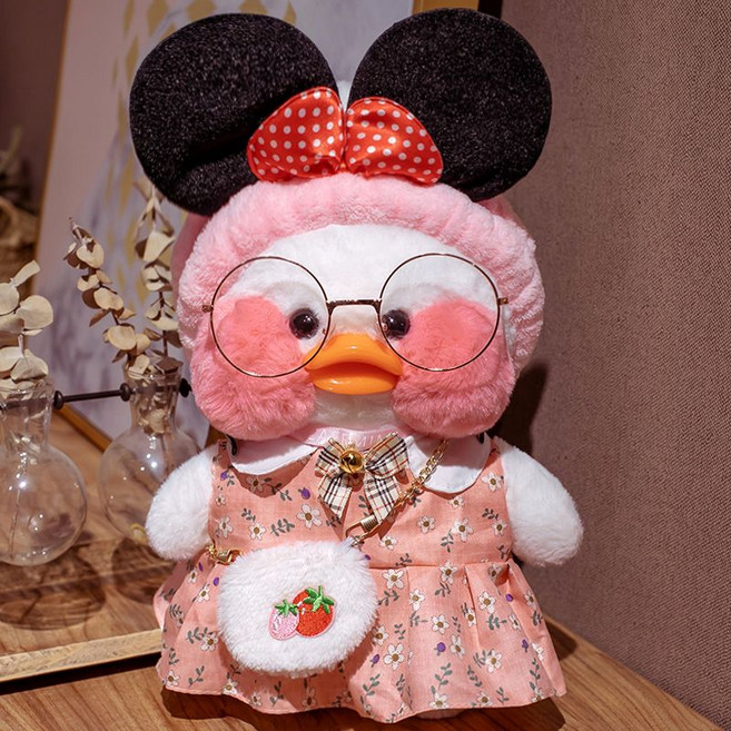 빵빵덕인형 30cm 빵덕이 오리 시리즈 봉제인형 굿즈 대형, 34cm, 명원 모자 파우더 레터링 스웨터 화이트 백, 1개