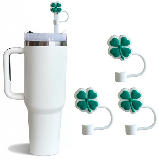 실리콘 텀블러 빨대 마개 10mm 세트, 1세트, 네잎클로버세트