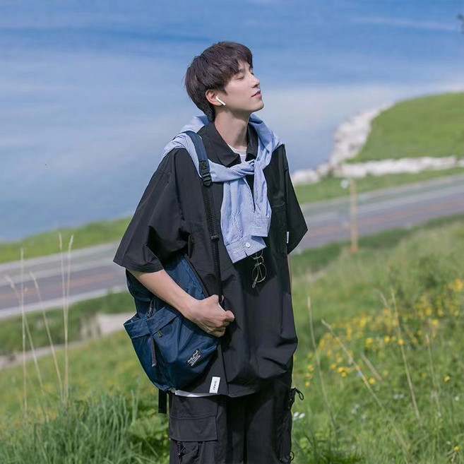 ANYOU 남성 여름 반팔 남자 오버핏 반팔티 남자반팔 여성 루즈핏 반팔티 커플 반팔 티셔츠