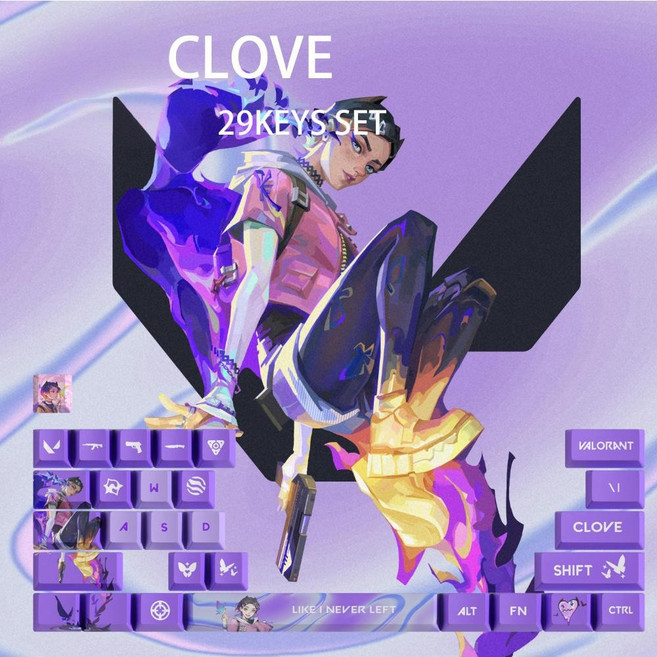 SimHm 발로란트 키캡 스킬 세트 기계식 키보드 PBT 포인트 커스텀게이밍 굿즈 valorant keycaps Esc, 29 KEYS, 클로브CLOVE