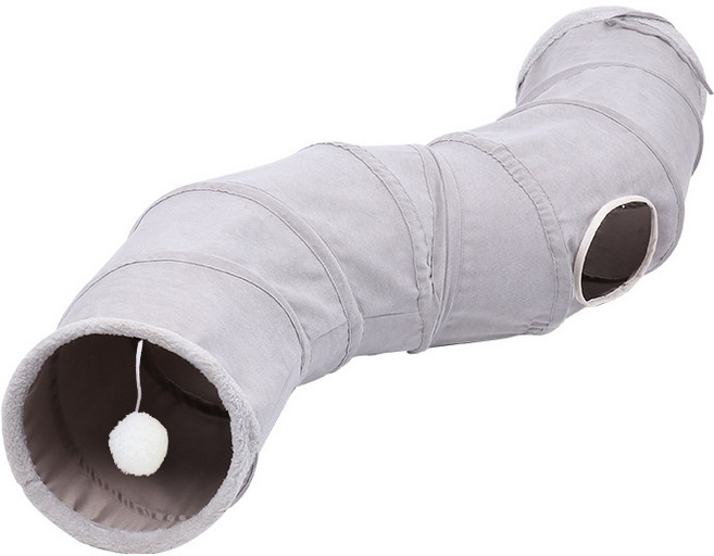 S型靜音貓隧道 貓窩, 灰色, 1個