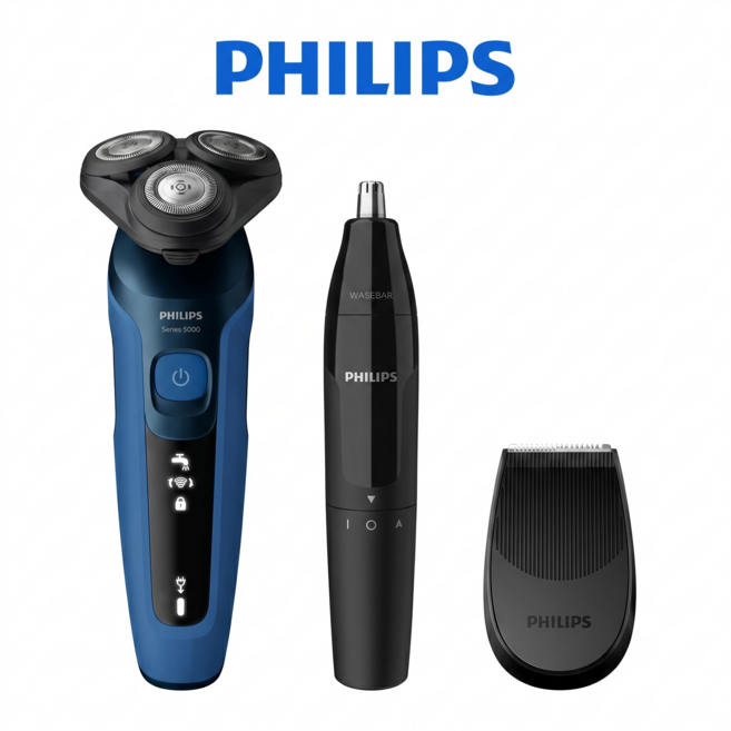필립스 NEW 5000 시리즈 면도기 S5466/17+남성그루밍풀세트(휴대용면도기 코털제거기), S5466/17