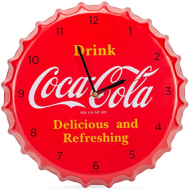 [ 830184 ] 코카콜라 병 뚜껑 38.1cm(15인치) 벽시계, 레드