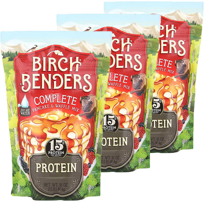 버치벤더스 프로틴 팬케이크 와플 믹스 단백질, 454g, 3개