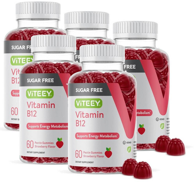 바이티 비타민 B12 1000mcg 구미 딸기맛 Viteey Vitamin B12, 60정, 5개