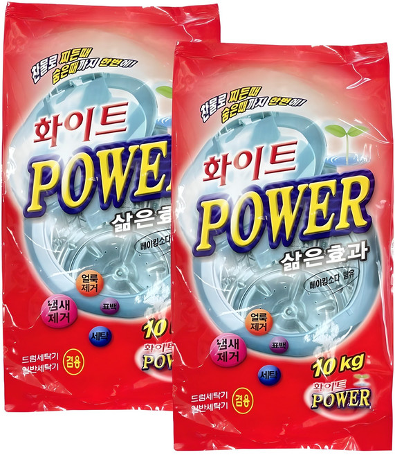 화이트파워 세탁세제 분말세제, 10kg, 2개