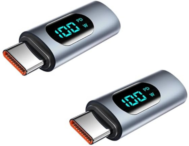 YFFSFDC 와이에프에프에스에프디씨 USB C 타입 변환 어댑터 100W 고속충전 LED 디스플레이 2개입